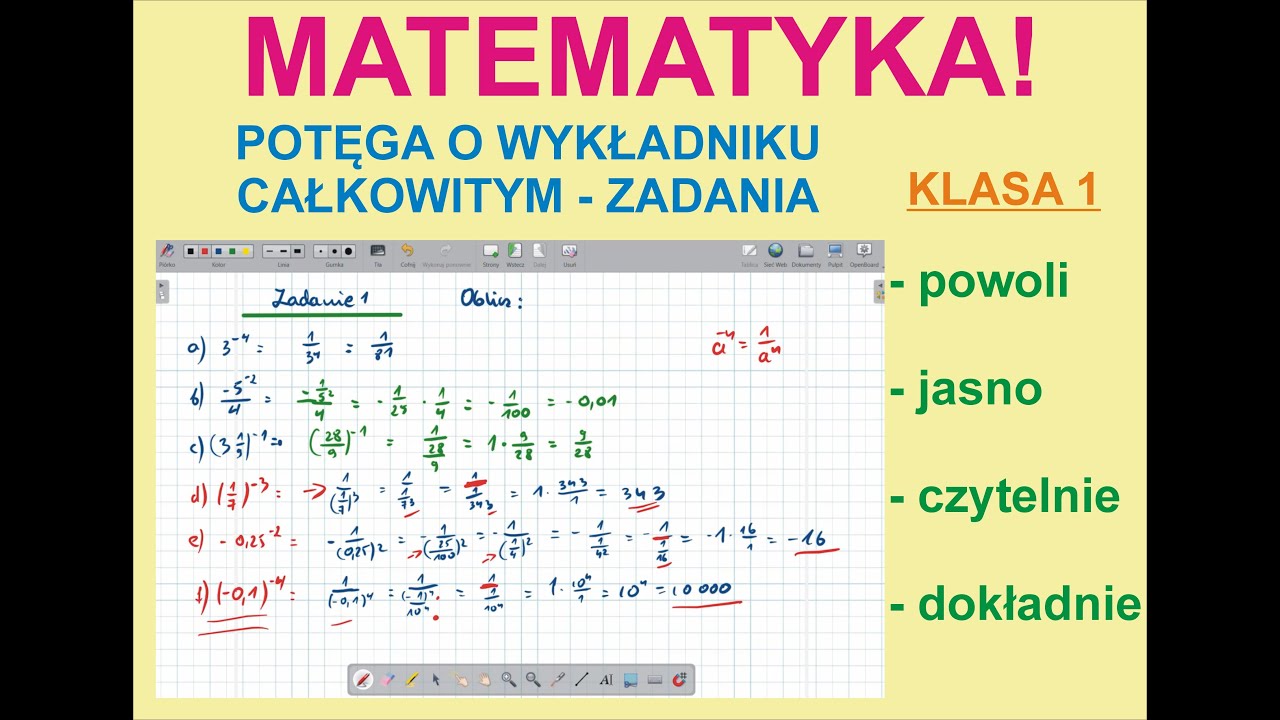 Potęga o wykładniku całkowitym   zadania