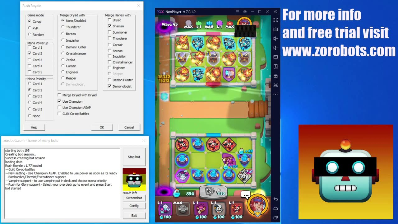 Rush Royale Bot Support deck Playing Co-op