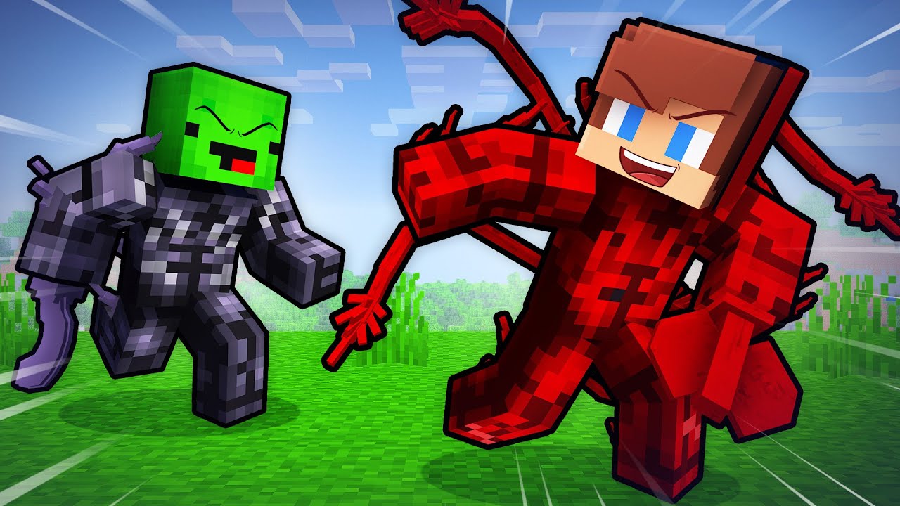 JJ Morph into VENOM and CARNAGE - Maizen Minecraft Animation