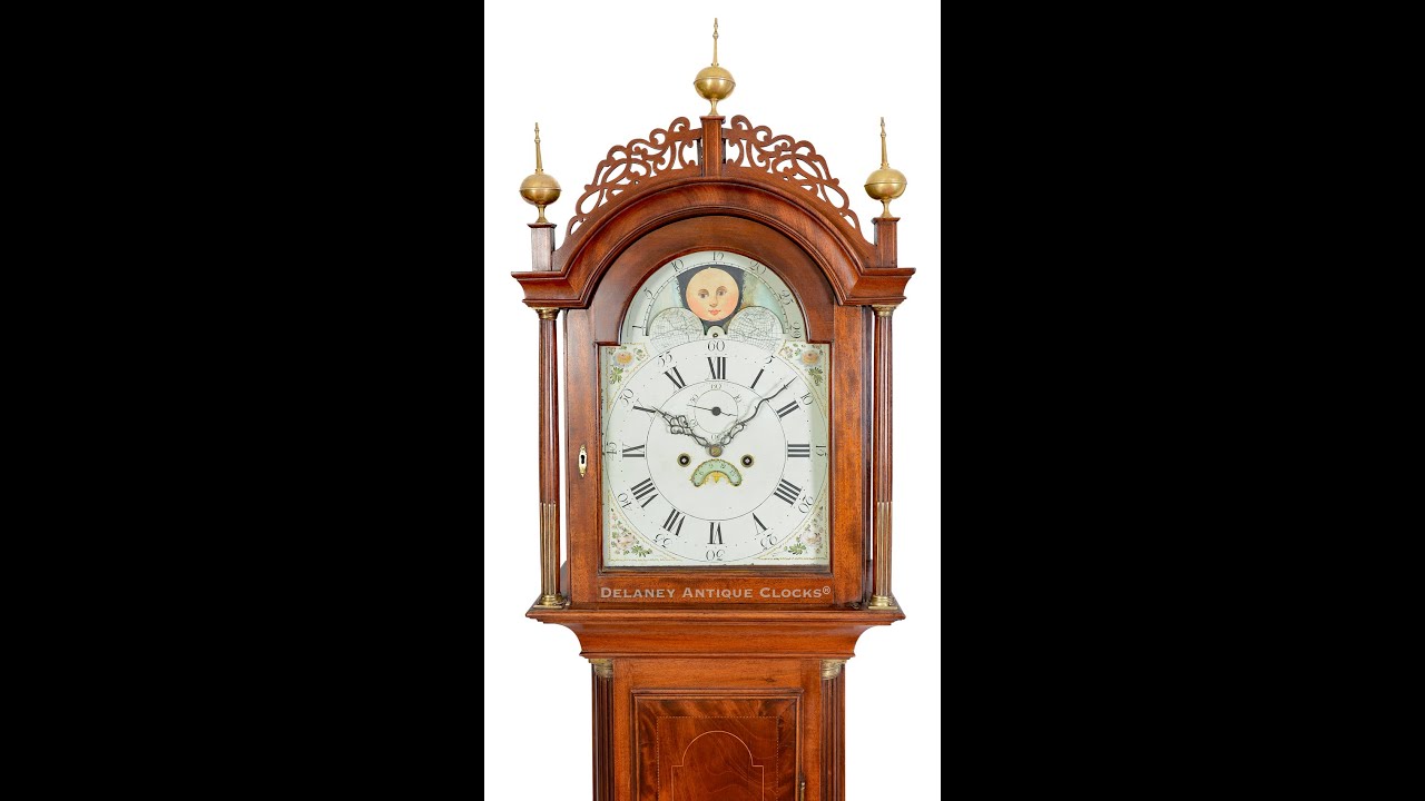 Inlaid Mahogany Moon Phase Tall Clock Circa 1810, Boston, Massachusetts