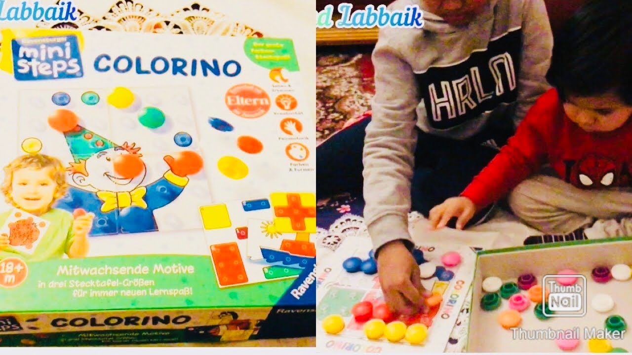 Kinder spielen mit Ravensburger Ministeps #Colorino ! Adnan and Labbaik
