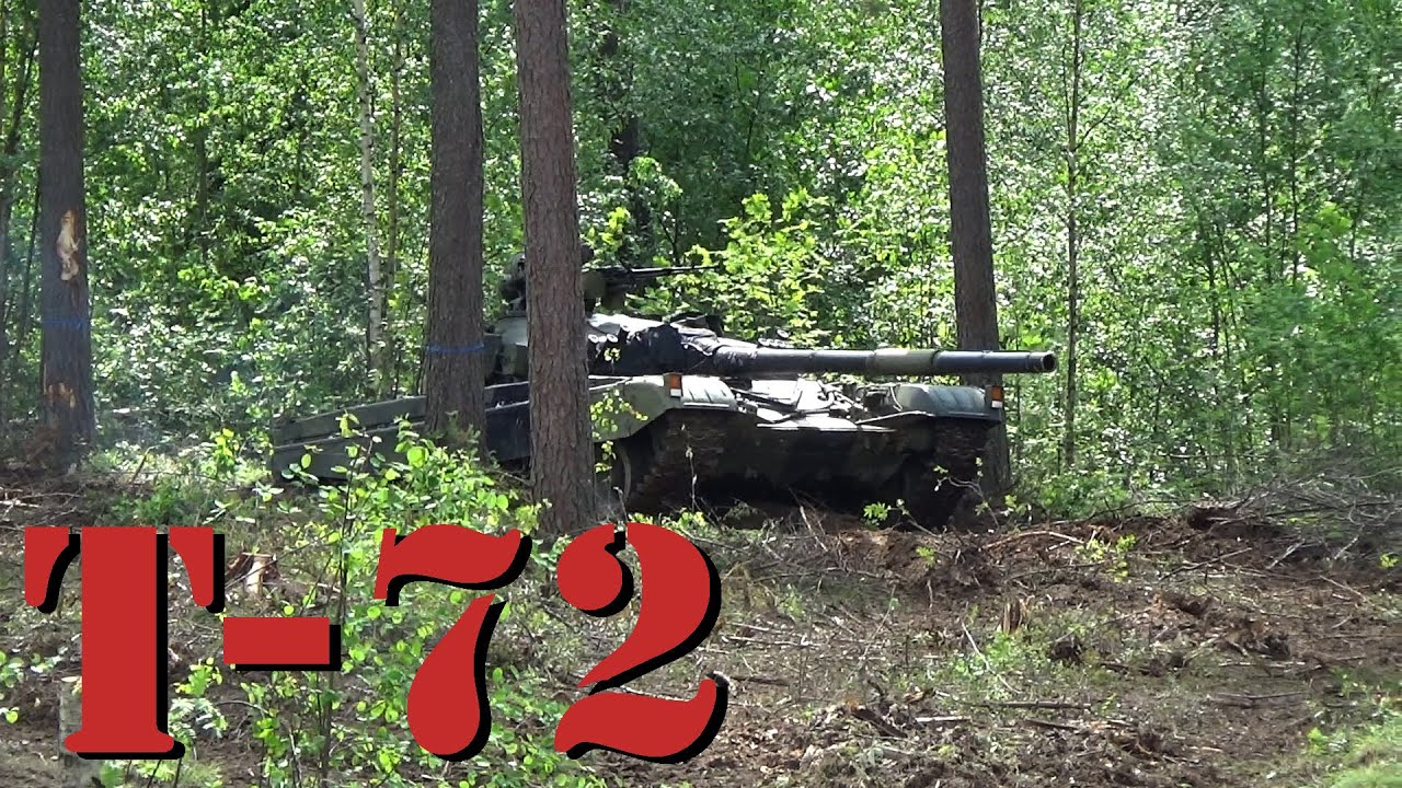 Soviet battle tank T72 in action