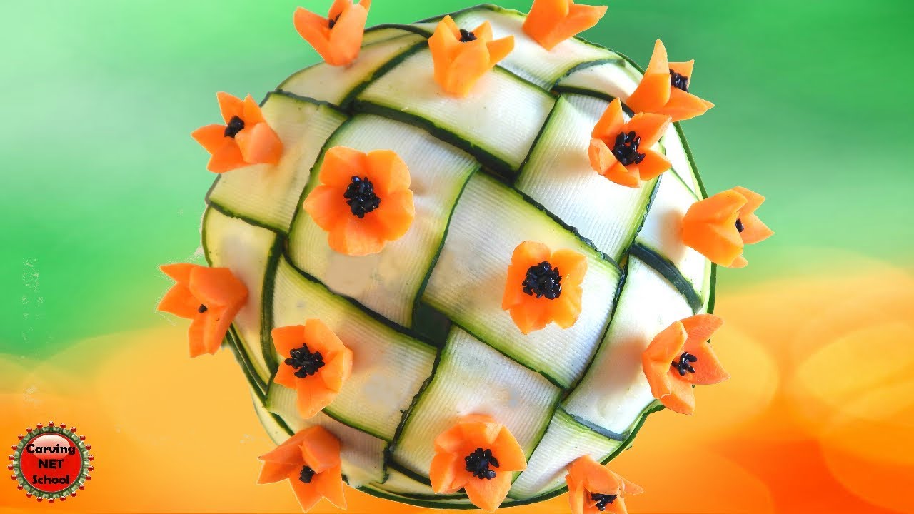 Zucchini carving, carrot flower, escultura com abobrinha e cenoura - SUPER FÁCIL