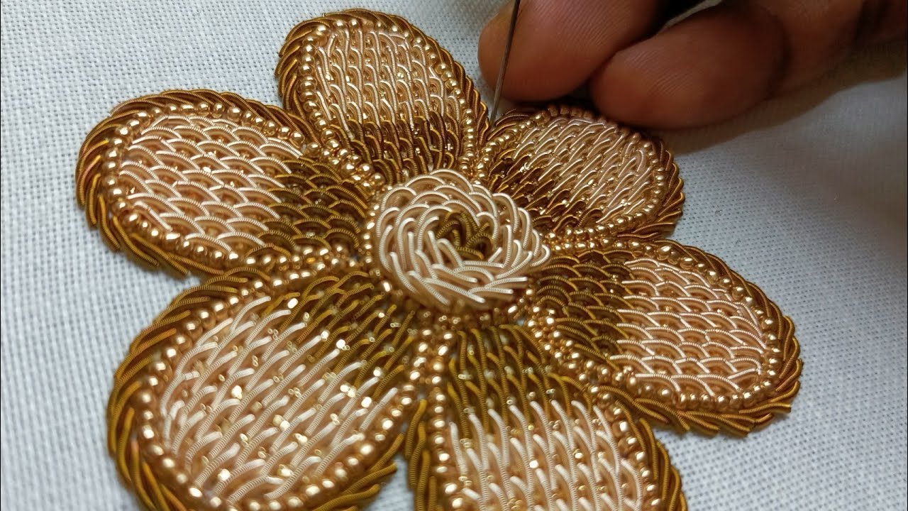 How to make Zardosi mat filling stitch || Mat filling stitch || #aariembroidery2_0 #aariwork