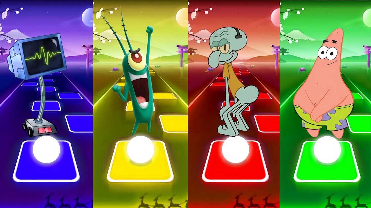 KAREN EXE  🆚 PLANKTON EXE 🆚 SQUIDWARD EXE 🆚 PATRICK EXE | Tiles Hop Battle