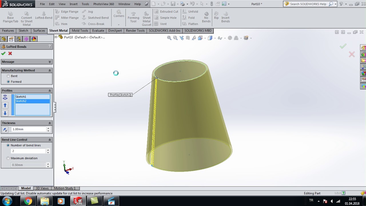 SOLIDWORKS SHEET METAL  LOFTED  BEND