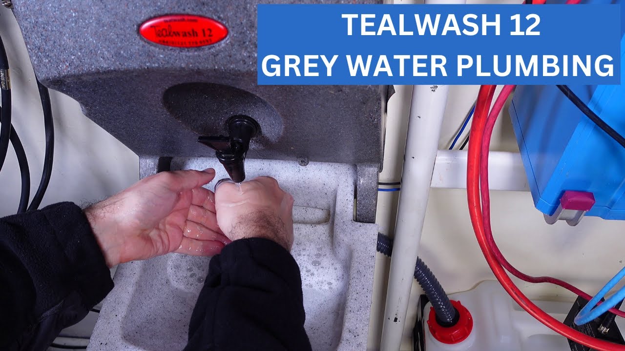Tealwash 12V - grey water plumbing into canister DIN61 for off grid / shelter / RV / Camping / Truck