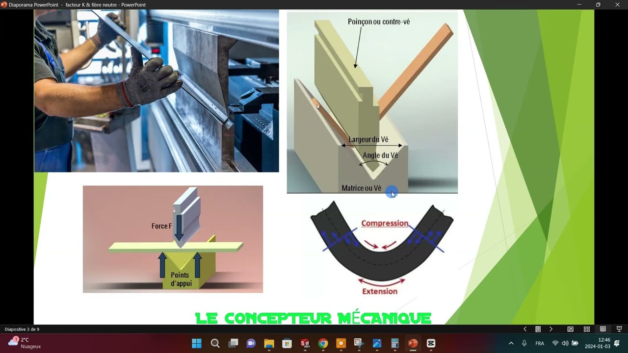 Calcul de déplié (Facteur K, perte sur pli, fibre (axe) neutre, Delta L) d'une pièce de tôlerie