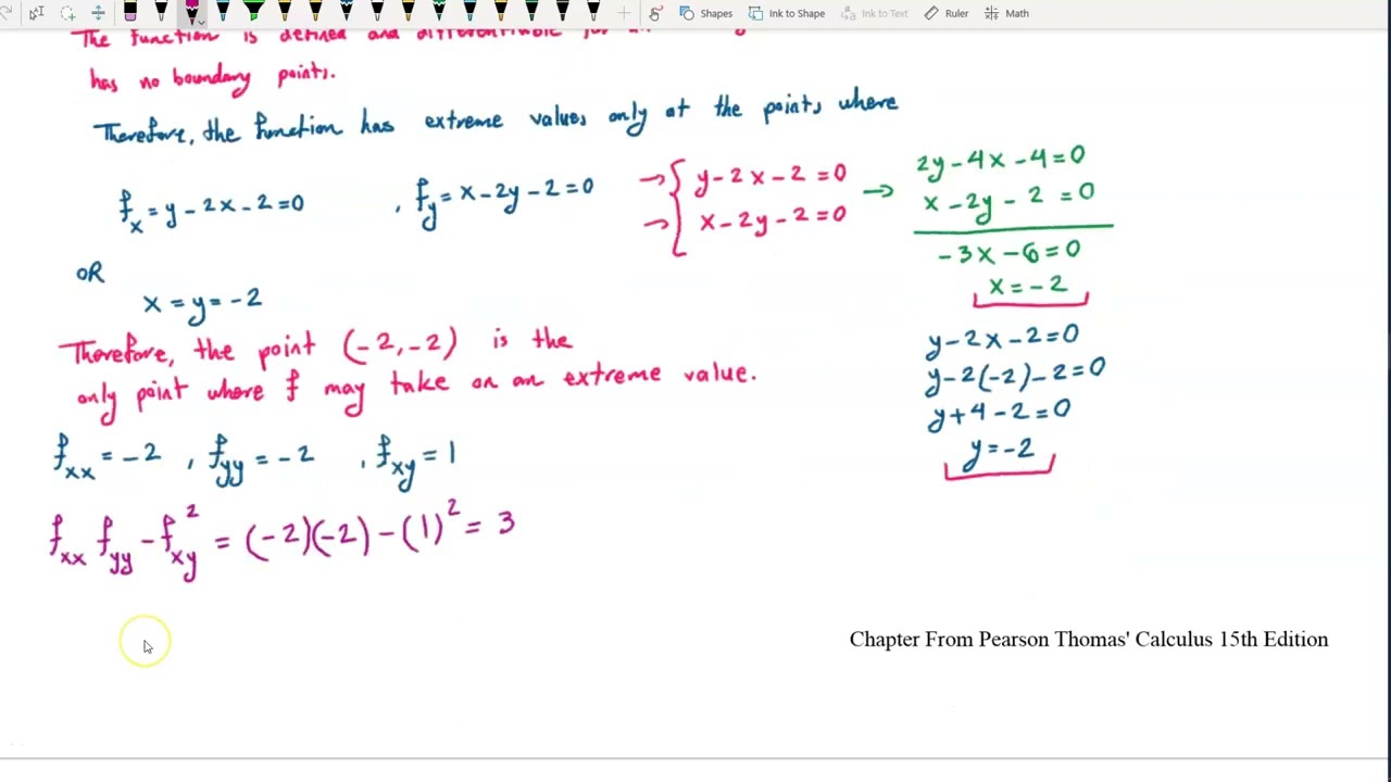 Multivariable Calculus 14.7 – Extreme Values and Saddle Points