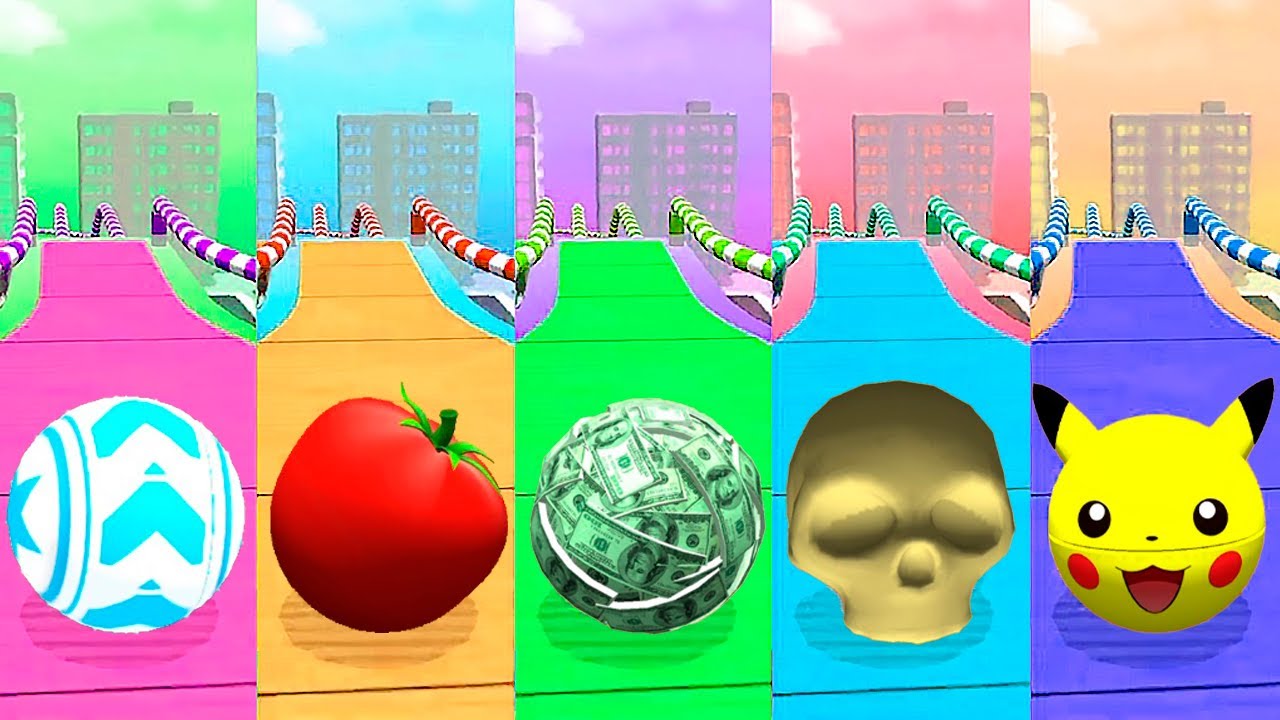 Going Balls vs Sky Rolling Balls: Pokemon vs Arrow vs Skull vs Tomato vs Dollars! Race-817