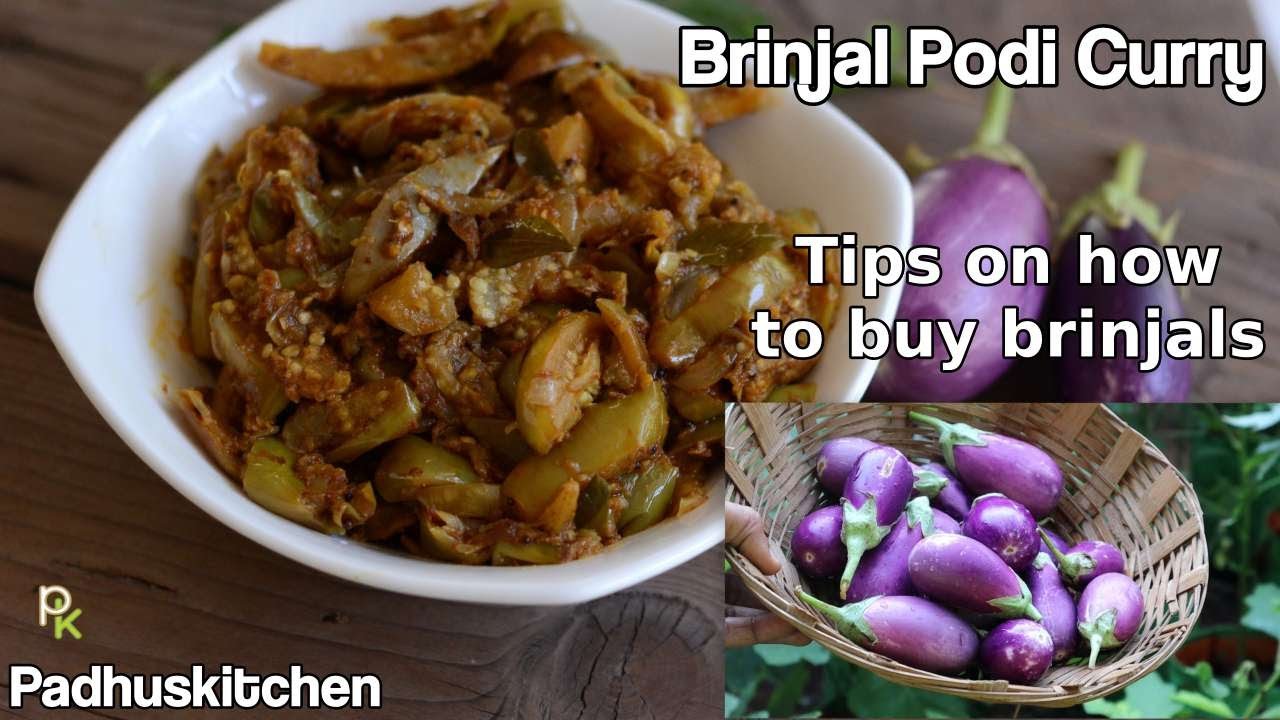 Brinjal Curry South Indian Style-Kattirikkai Podi Curry Recipe-Eggplant Curry Dry with Curry Podi