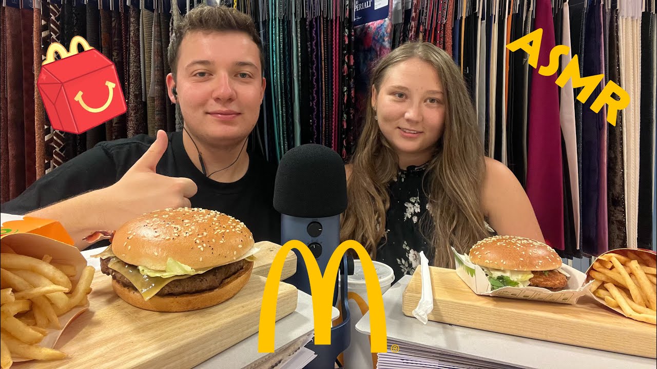 MUKBANG MCDONALD’S con MIA CUGINA!🍔🍟💤 - ASMR ITA