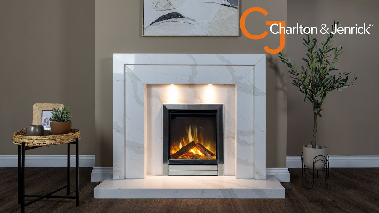Panache 16 Deep Electric Fire in Pudsey Marble Sicily Cimstone | Charlton & Jenrick