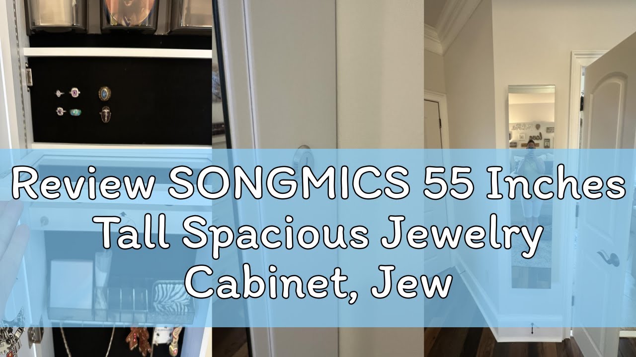 Review SONGMICS 55 Inches Tall Spacious Jewelry Cabinet, Jewelry Armoire with Light-Up Interior Mirr