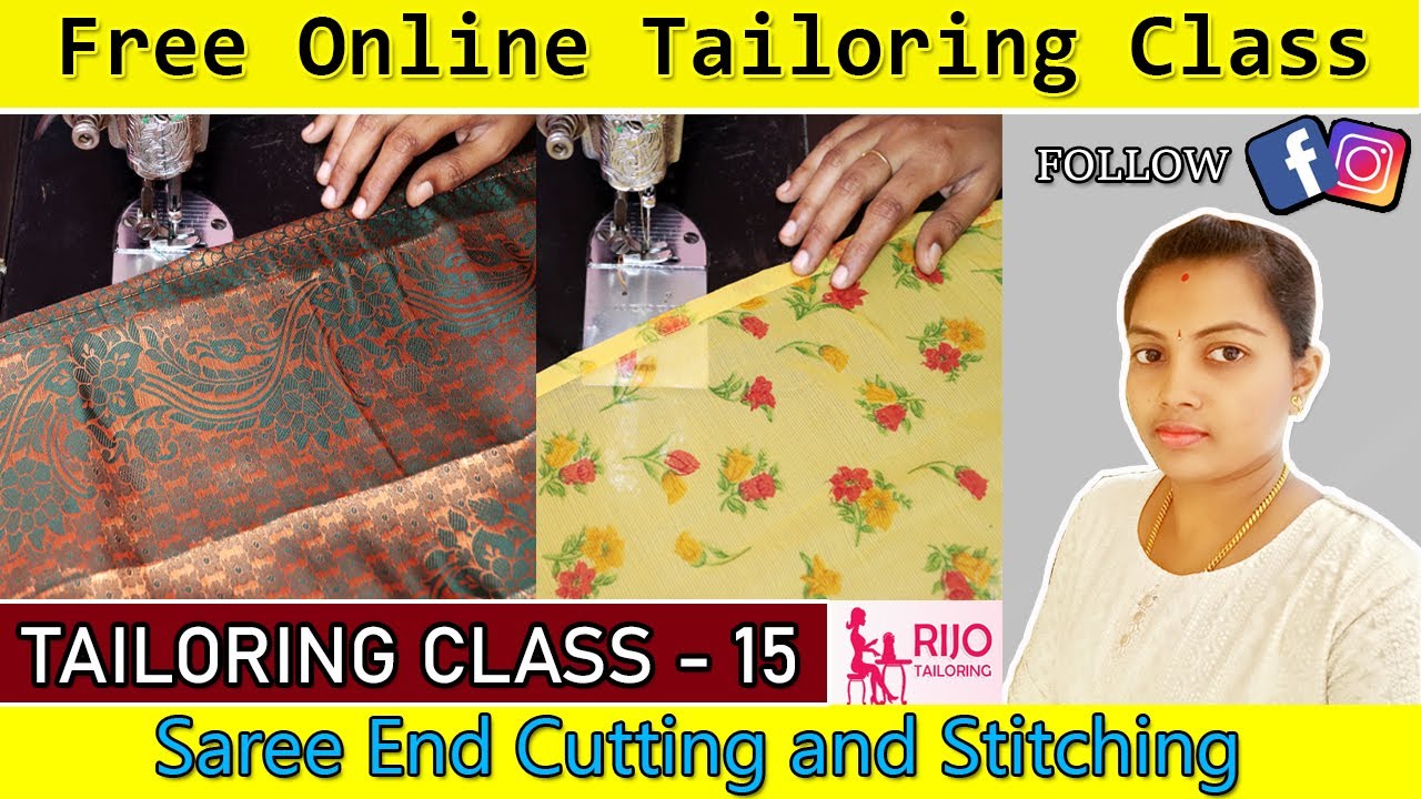CLASS 15- Saree End Cutting and Stitching | BASIC TAILORING CLASS | RIJO TAILORING | FREE CLASS