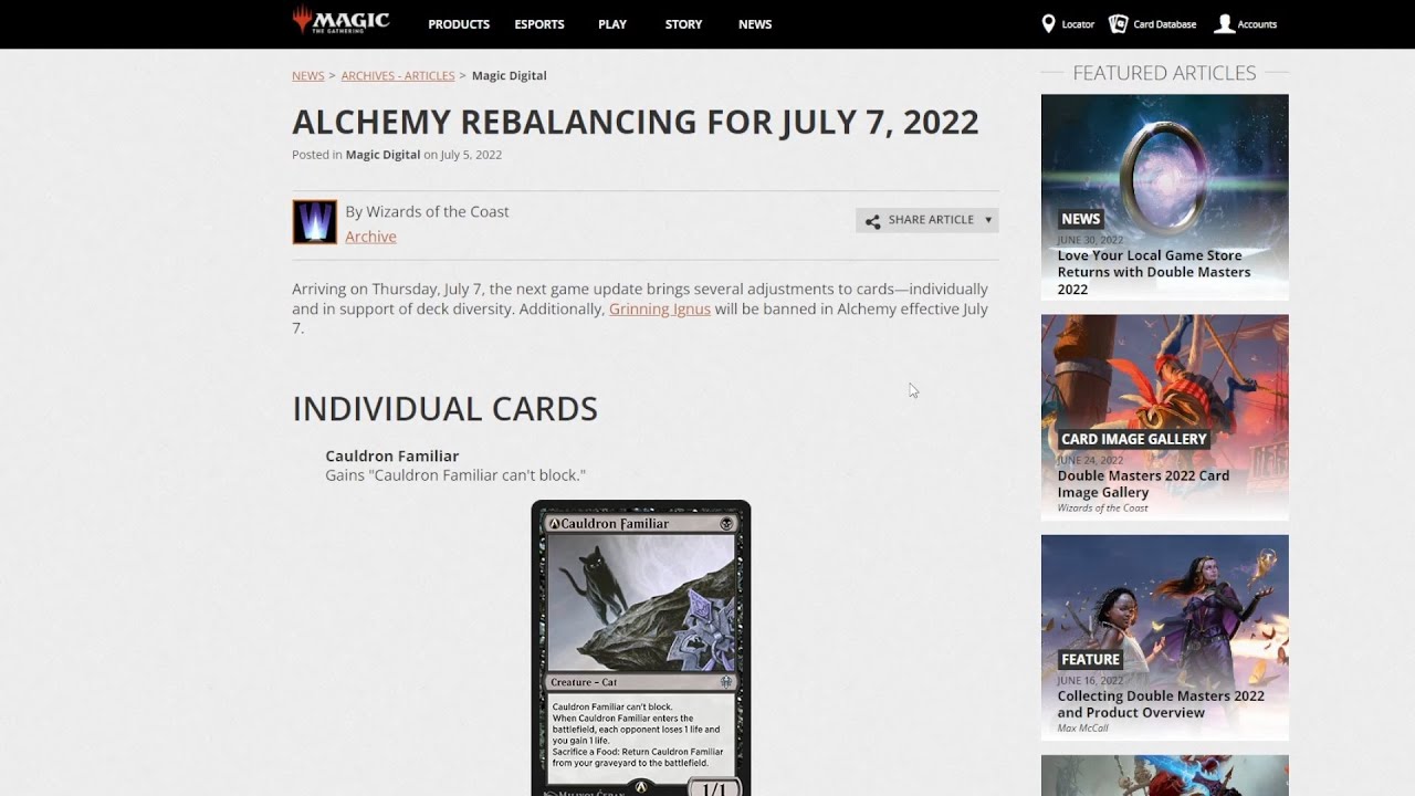 MTG Arena Grinning Ignus Ban/ Historic Food/ Phoenix Rebalance Thoughts