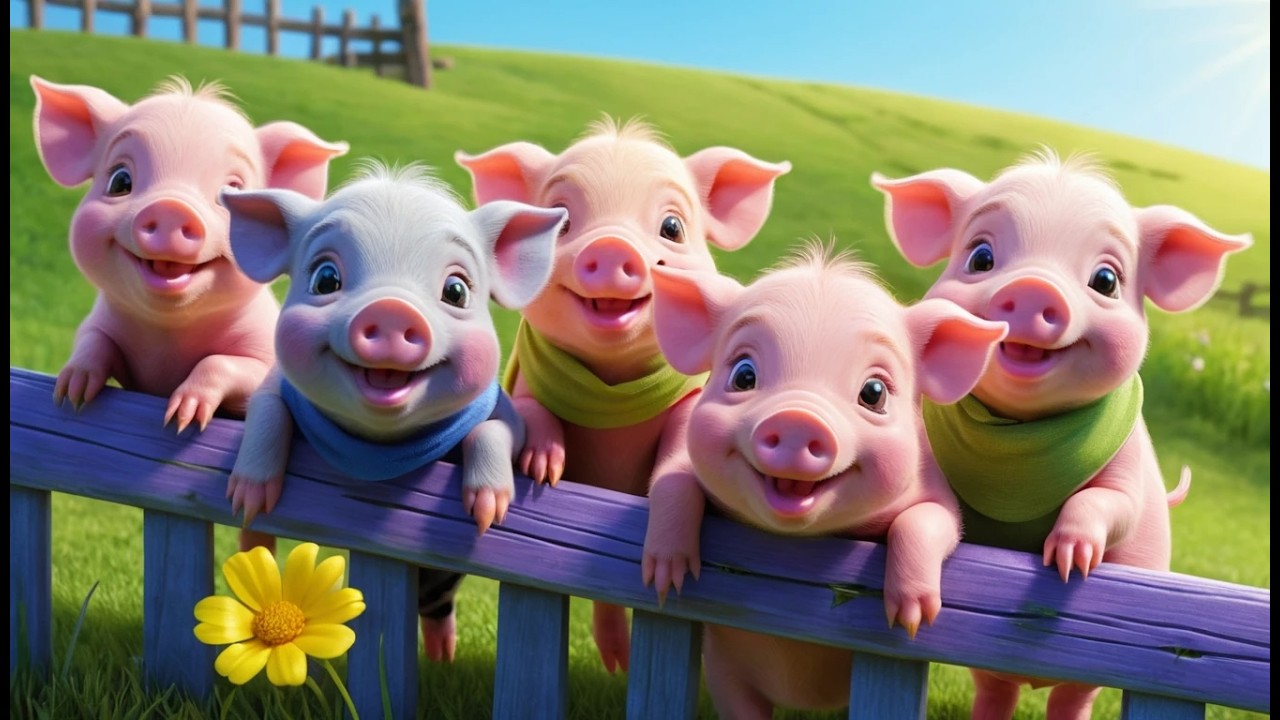 Five Little Piglets Wiggle Wiggle Wiggle | Fun Animal Song & Counting Rhyme