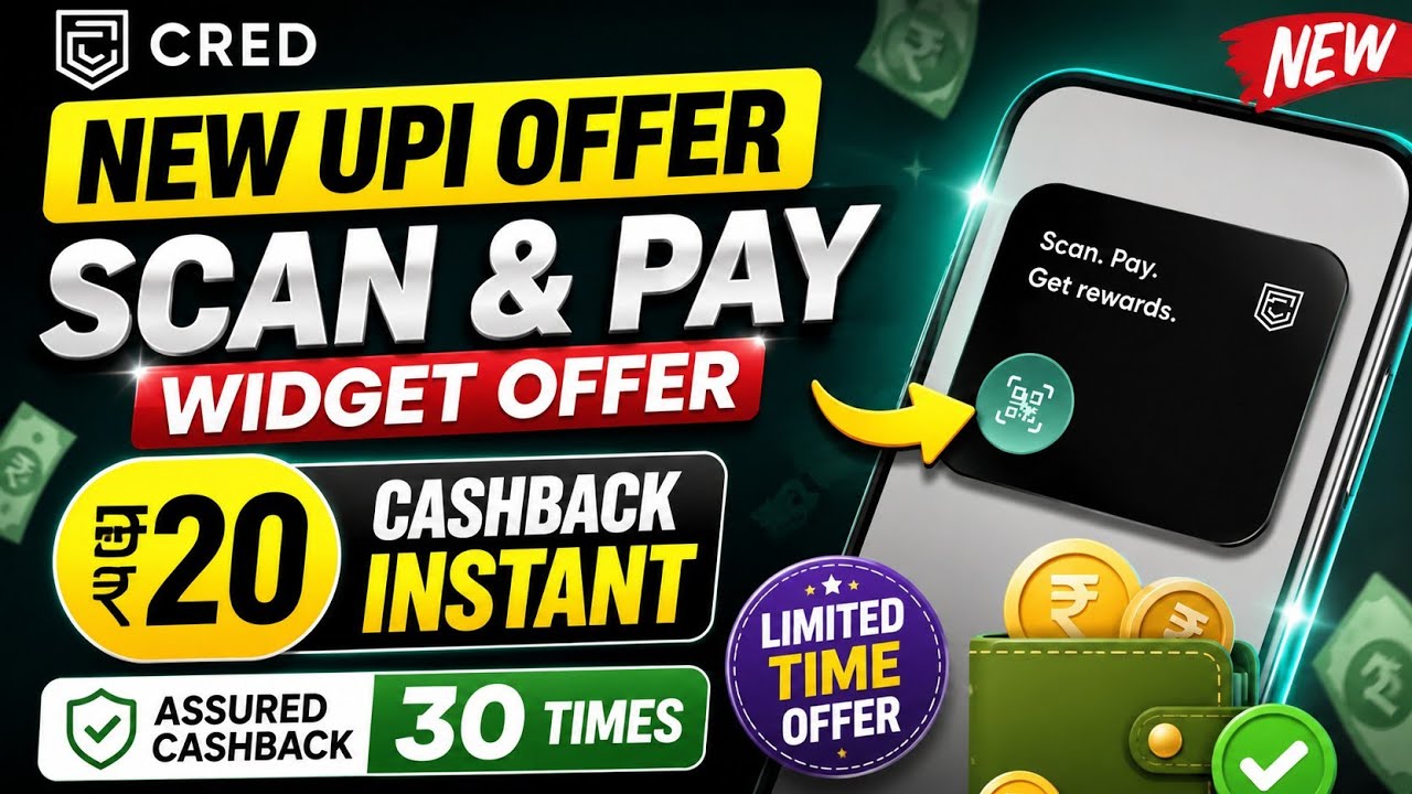 CRED UPI New Offer 🔥 Get ₹20 Cashback Instantly | Assured Cashback 30 Times | Scan & Pay