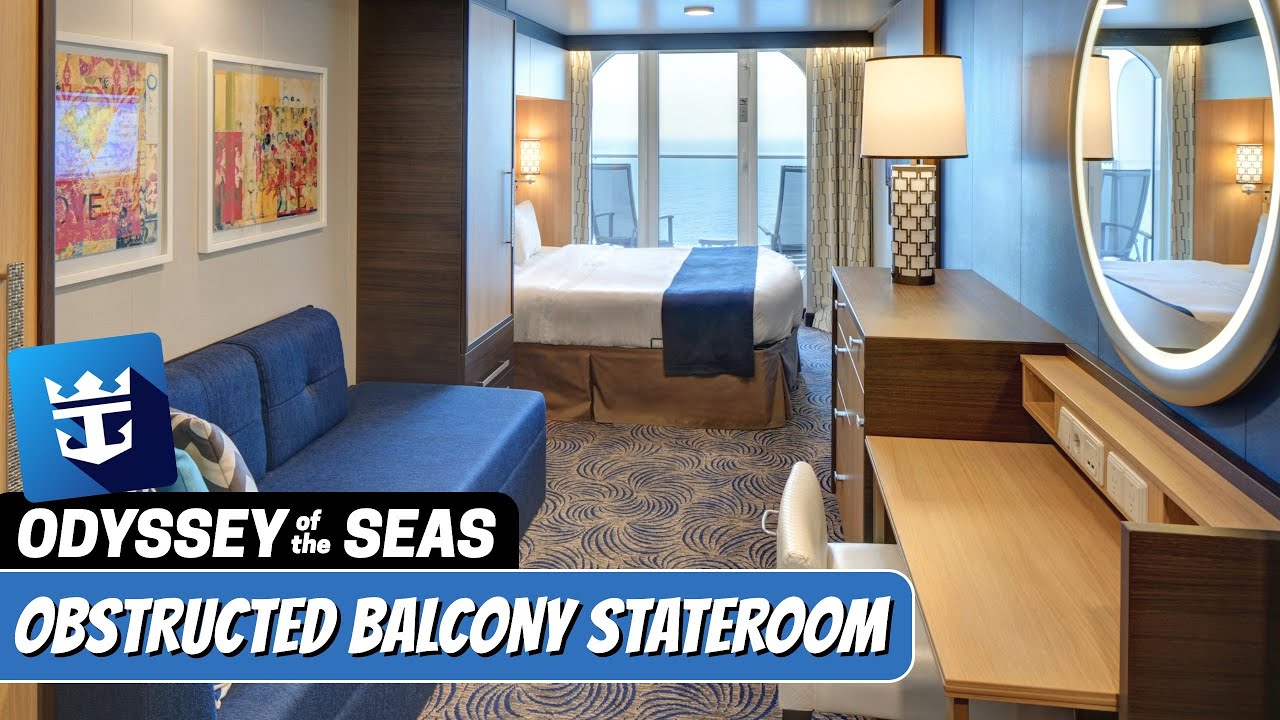 Odyssey of the Seas | Obstructed Balcony Stateroom Full Walkthrough Tour & Review 4K