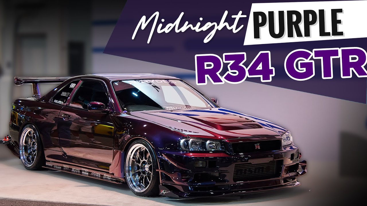 Crazy Midnight Purple R34 Nissan Skyline GTR SEMA Build!