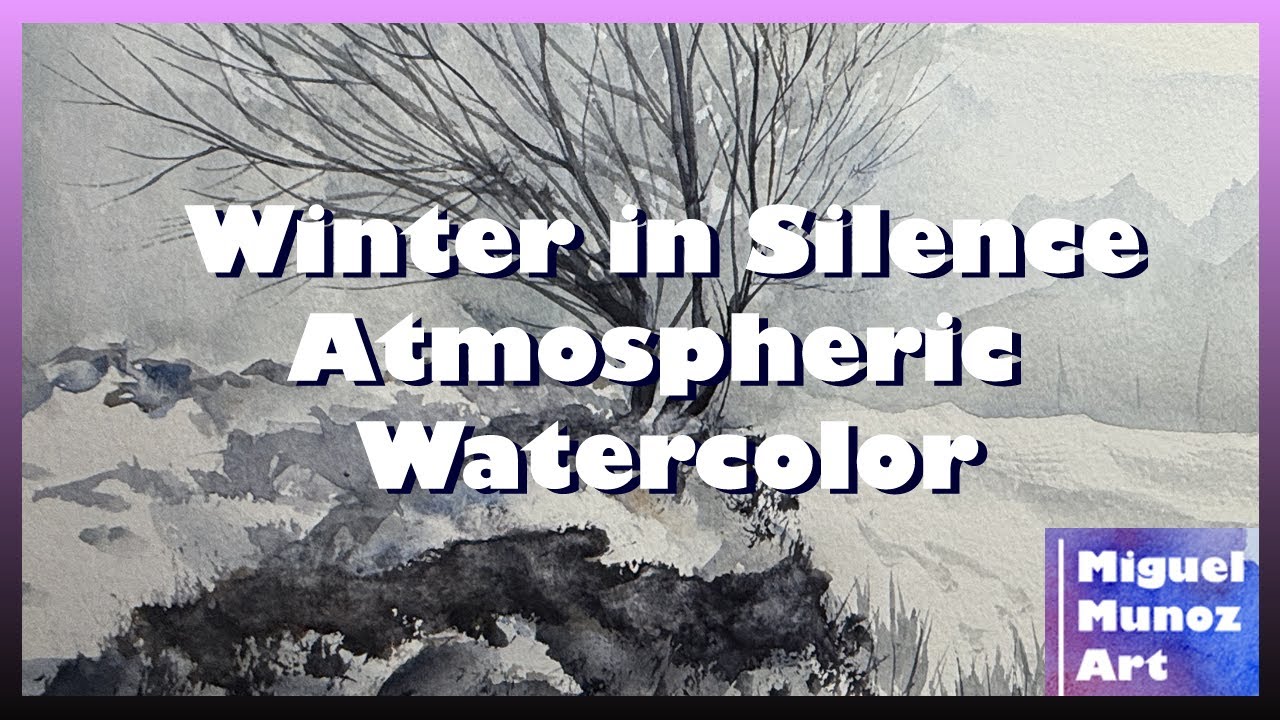 Winter in Silence Atmospheric Watercolor Landscape