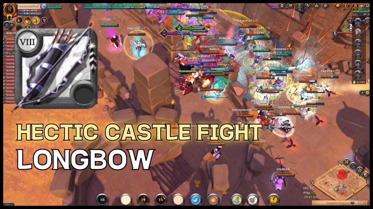 A Hectic Castle Fight Against Two Zerg (Longbow), Albion Online ZvZ (West)