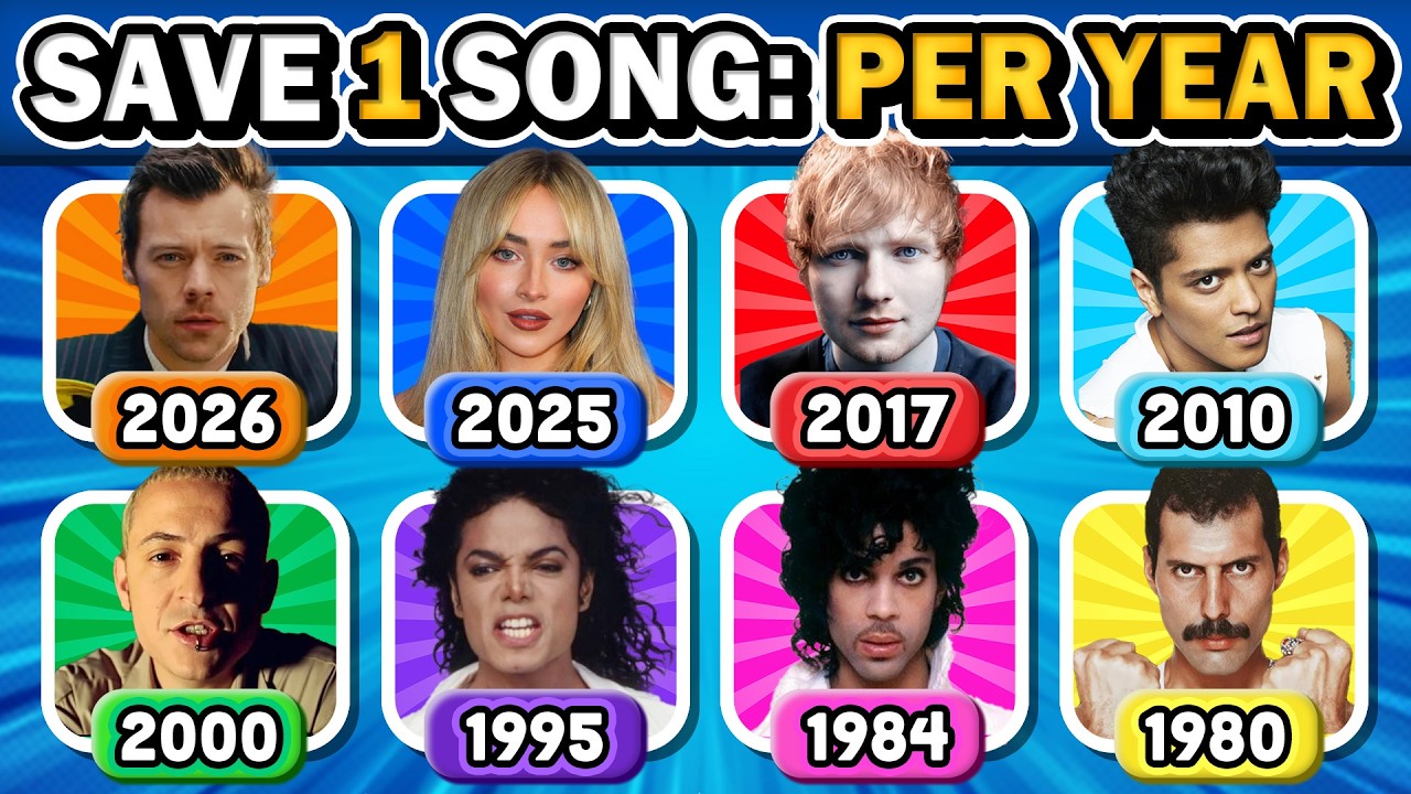 Save One Song Per Year ⭐️🎶 Most Popular 6 Songs Each Year 1980 - 2026 | Music Quiz 2026
