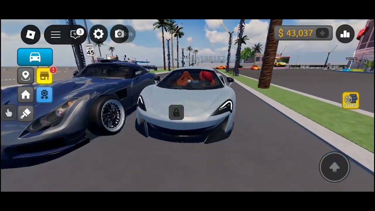 Probando carros deportivos en roblox 