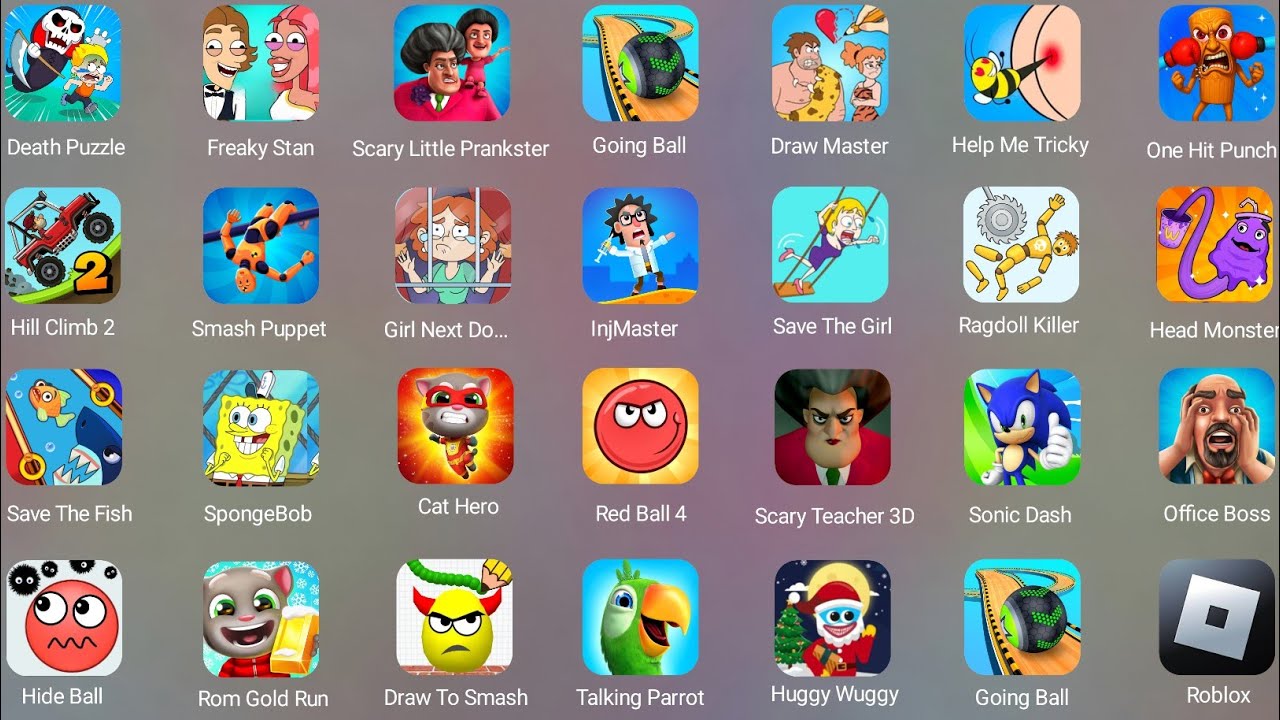Roblox,Death Puzzle,Freaky Stan,Scary Little Prankster,Going Ball,Draw Master,Help Out Story