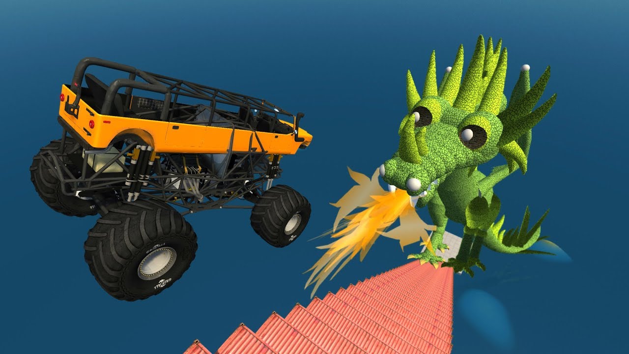Jumping Crashes&Deadly Fall from the Stairs - Beamng drive (Giant Dragon)