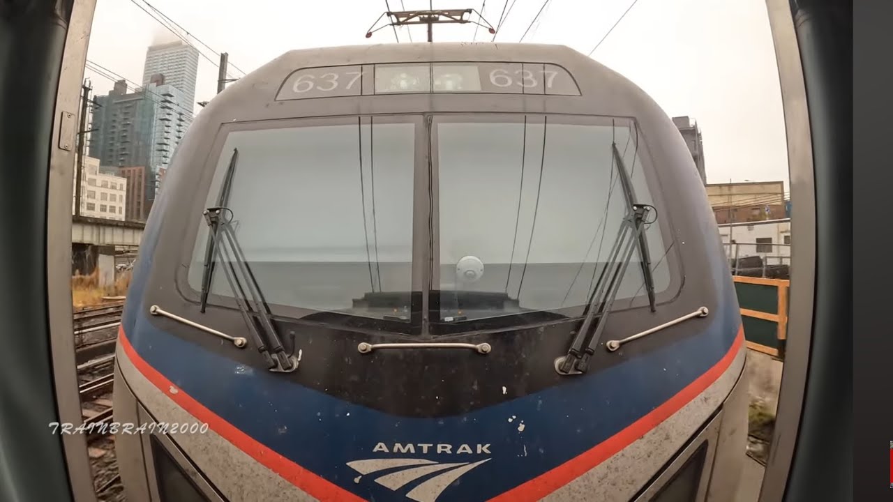 HIGH SPEED - RIDE BEHIND AMTRAK ACS64 637 - VERMONTER TRAIN 56 NYC - STAMFORD CT