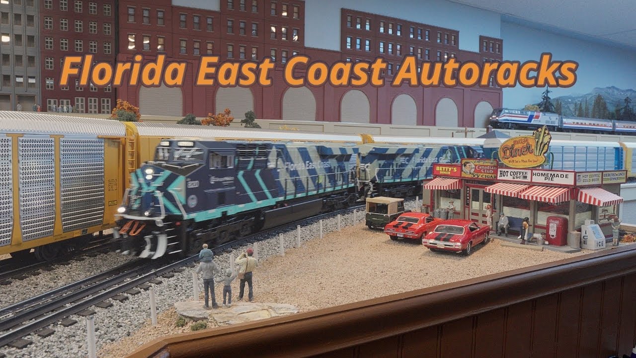 DK's O Gauge Trains - Florida East Coast Autorack Train -  featuring Lionel ES44AC's and Autoracks