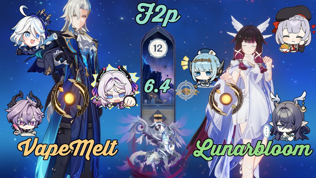 f2p | Neuvillette Vapemelt - Columbina Lunarbloom | 6.4 Spiral Abyss Floor 12| Genshin Impact