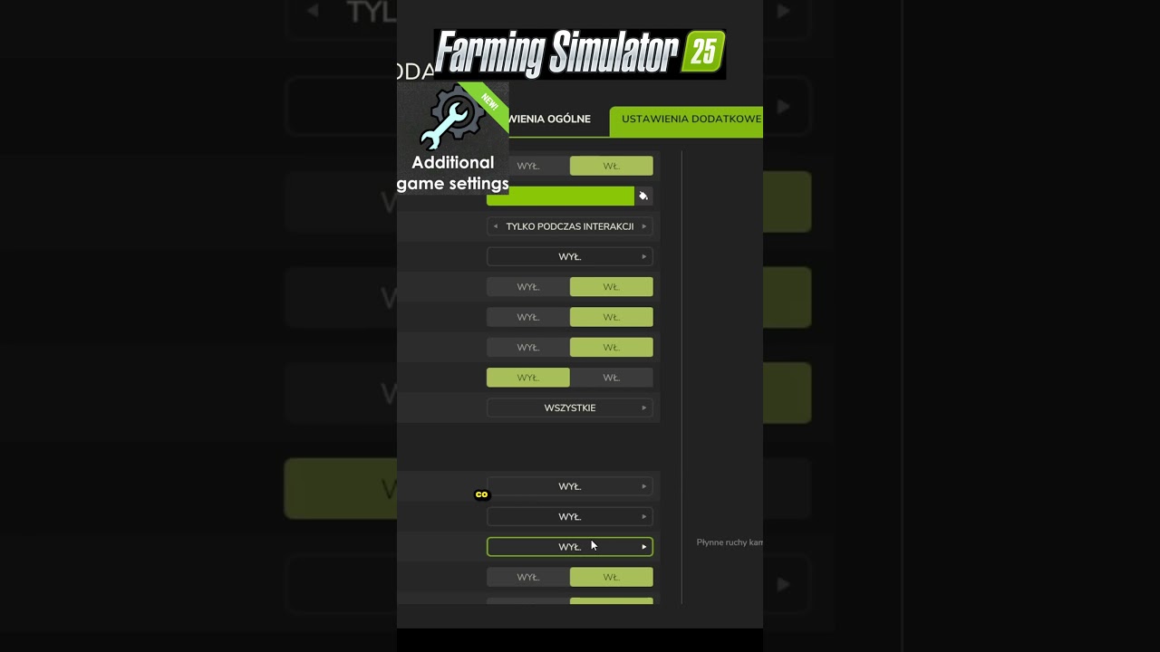 Więcej ustawień ! #fs25 #farming #farmingsimulator #farmingsimulator25 #poradnik #tutorial #mody