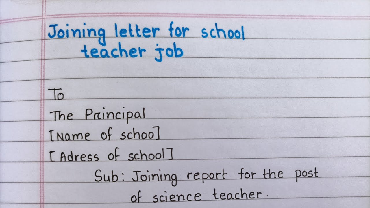 Joining letter for school teacher job || Joining letter kaise likhe