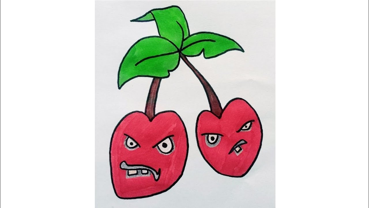 Easy Drawing of a Cherry Bomb || Learn How to Draw a Cherry Bomb || Kids Drawing ||Plants vs Zombies