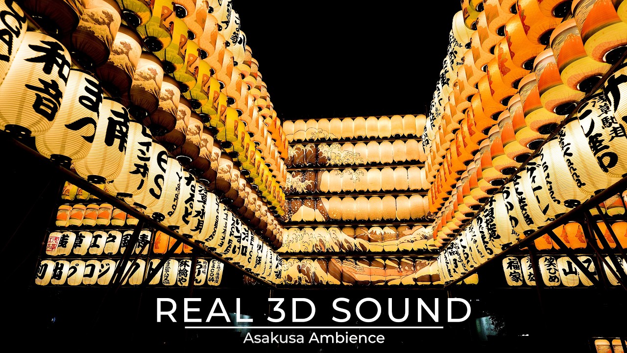 東京を夜散歩アンビエンス｜浅草 浅草寺｜灯りに包まれた境内と人の気配が続く睡眠・リラックス向け｜4K バイノーラル録音