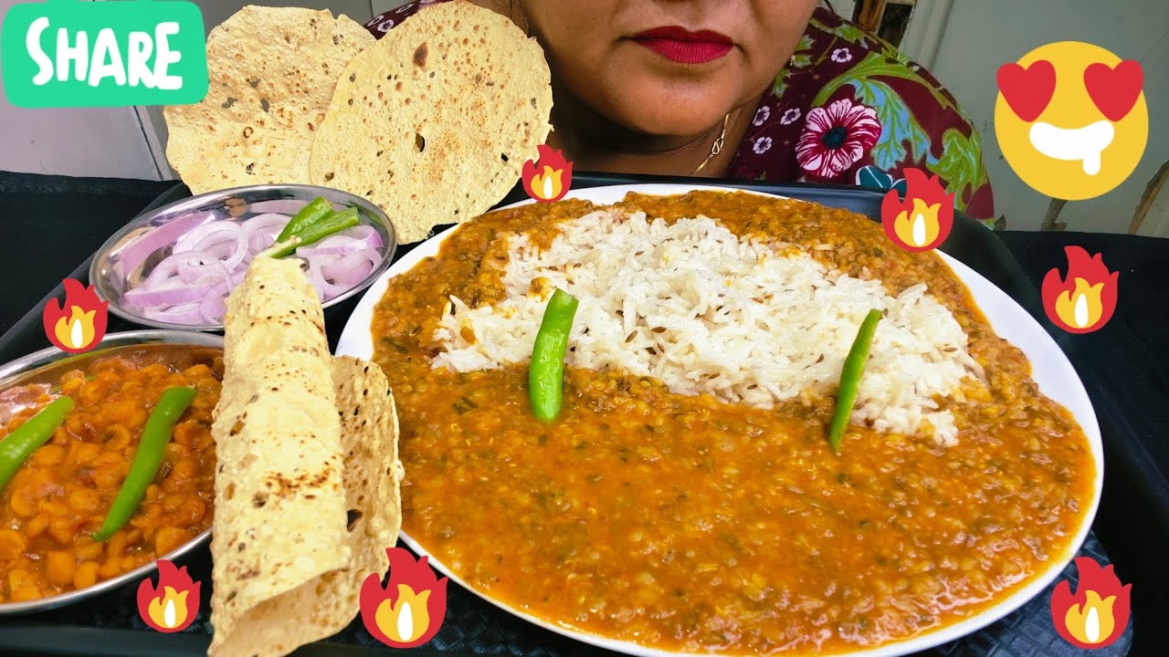 ASMR: EATING DAL MAKHNI RICE, CHANA DAL,PAPAD, SALAD🔥#asmr#mukbang#food#eatingvideos#eatingshow 