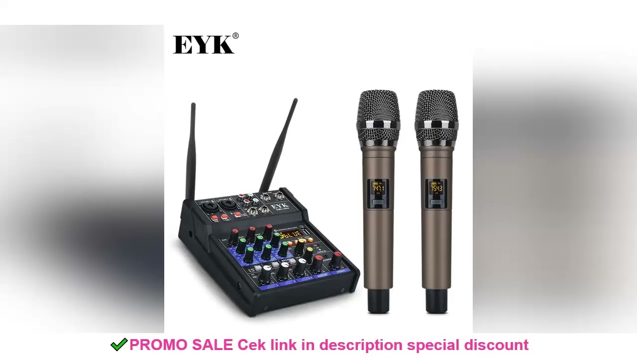 EYK EMC-G04 Audio Mixing with UHF Wireless Microphone 4 Channel Stereo Mixer Console Bluetooth USB f