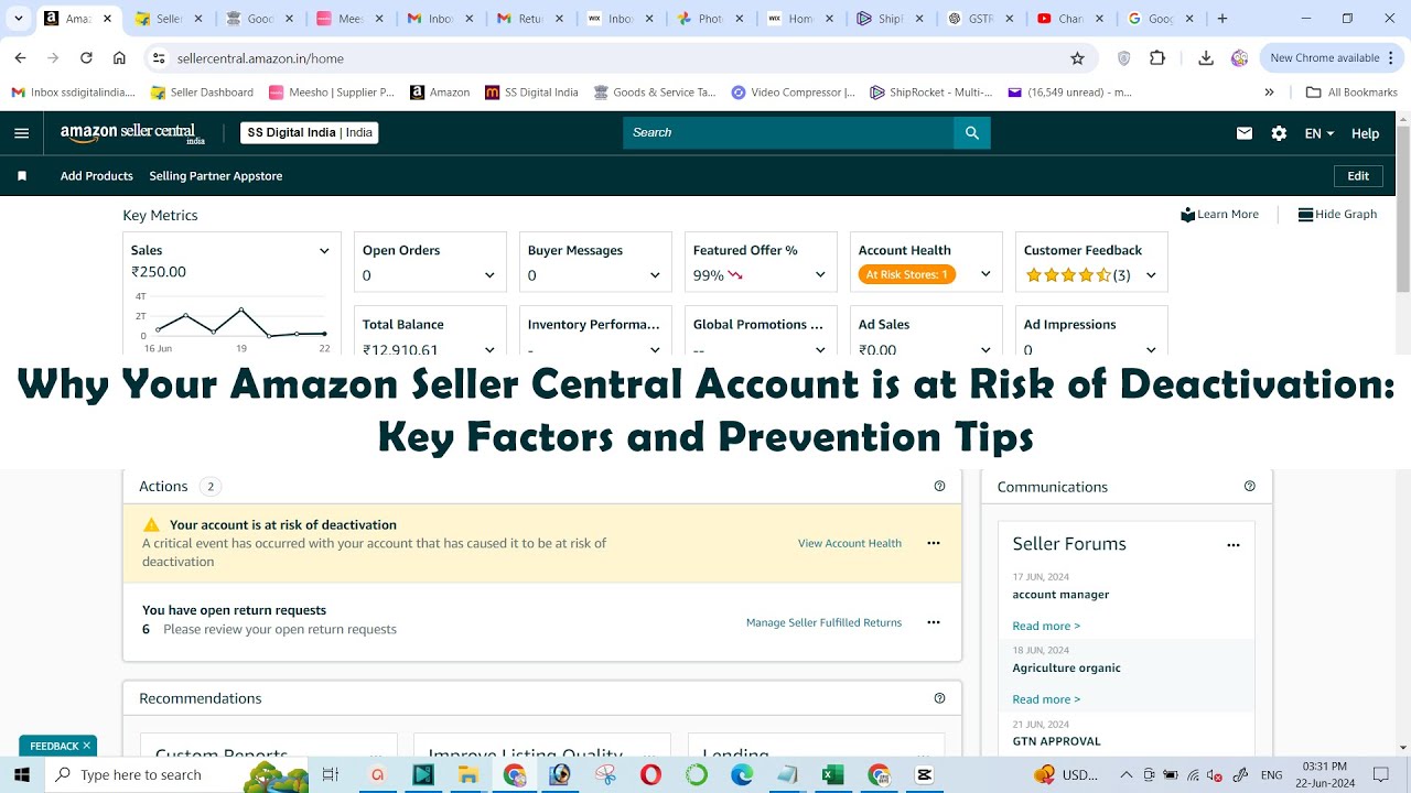 Why Your Amazon Seller Central Account is at Risk of Deactivation  Key Factors and Prevention Tips