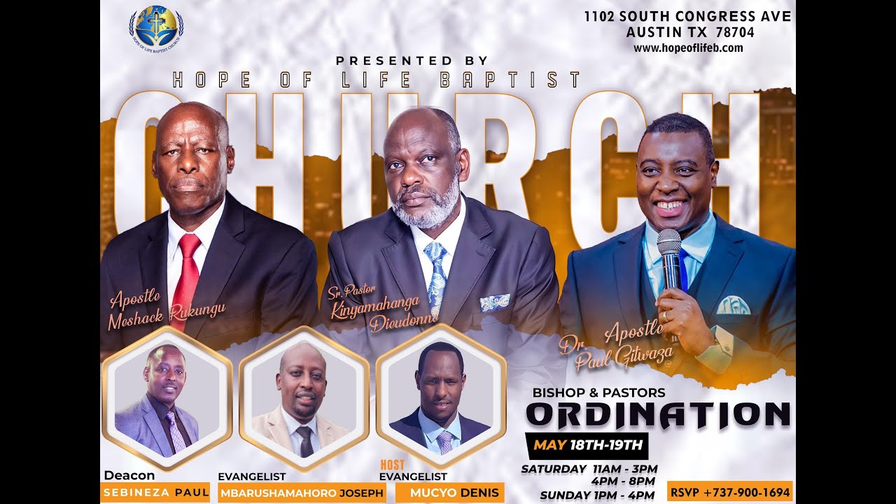 🔴 LIVE -Apostle Gitwaza paul - ORDINATION SERVICE  || Hope of Life Baptist Church ||