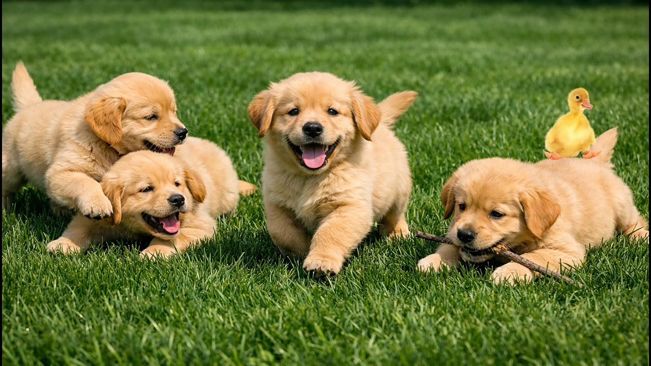 🐶✨ Lovely Puppy Family Playing on the Grass | Relaxing Dog Sounds | Cute Dogs