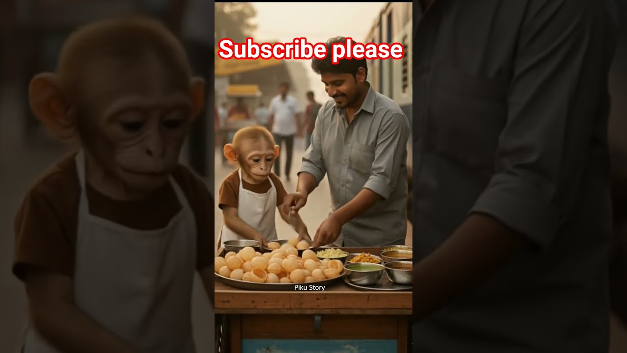 you will cry😭 hardworking baby monkey Helps poor people 🐒