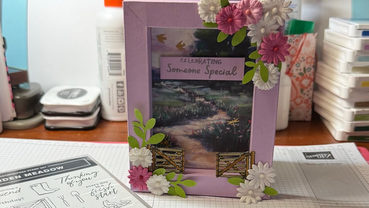 Shadow Box Card using Garden Meadow from Stampin Up