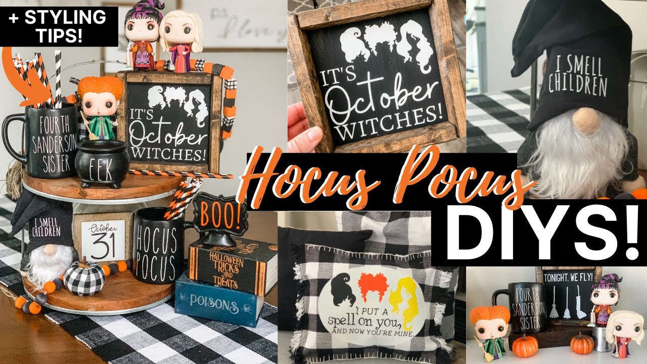 EASY Hocus Pocus DIYs 🎃 Dollar Tree Sanderson Sisters Halloween Decor | Tiered Tray Tips & Hacks!