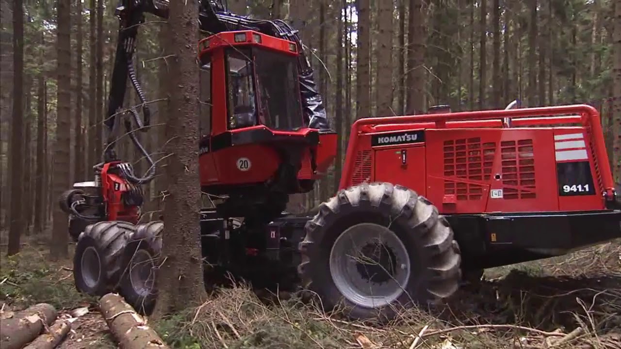 Работа Харвестера Komatsu 941.1