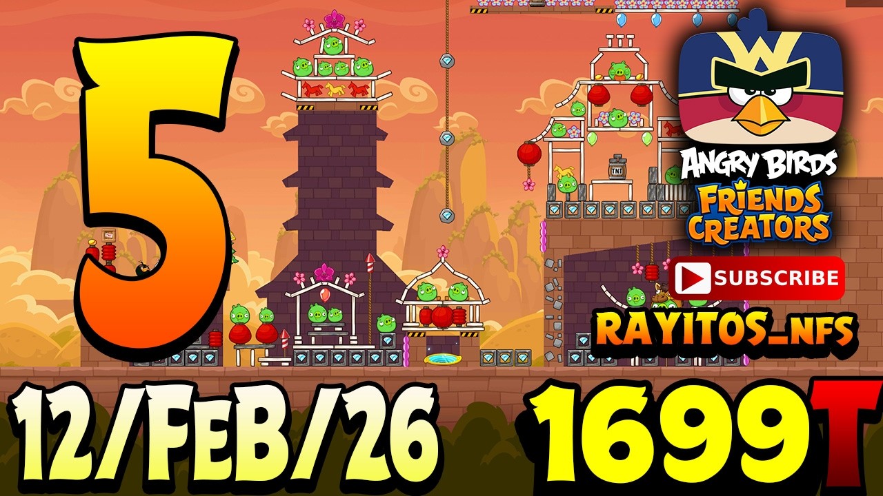Прохождение уровня 5 турнира Angry Birds Friends: рекорд 1699, бонусы.