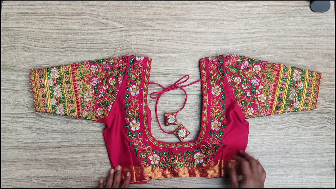 Bridal Wedding Silk Embroidery Design Blouse Piece | ರೇಷ್ಮೆ ಬ್ಲೌಸ್ ಎಂಬ್ರಾಯ್ಡರಿ ವಿನ್ಯಾಸ