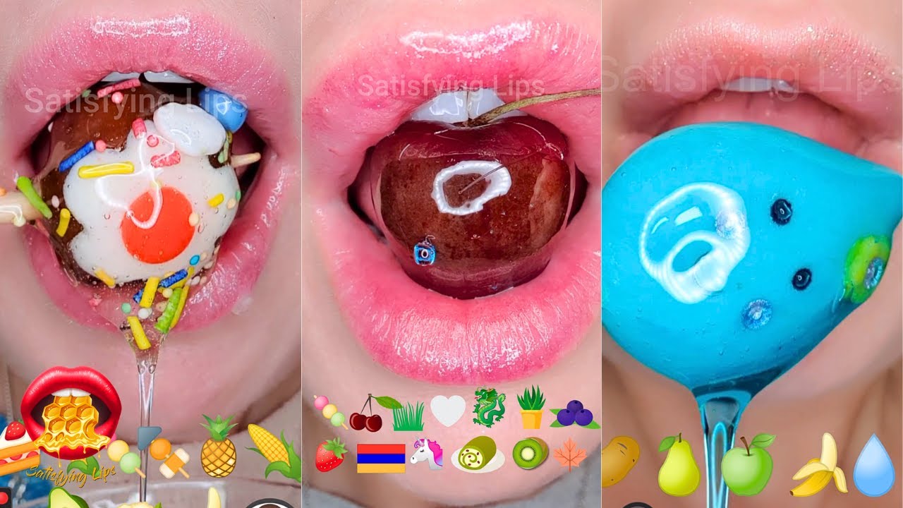 1 Hour For Sleep Relax Study Satisfying ASMR Eating Emoji Food Challenge