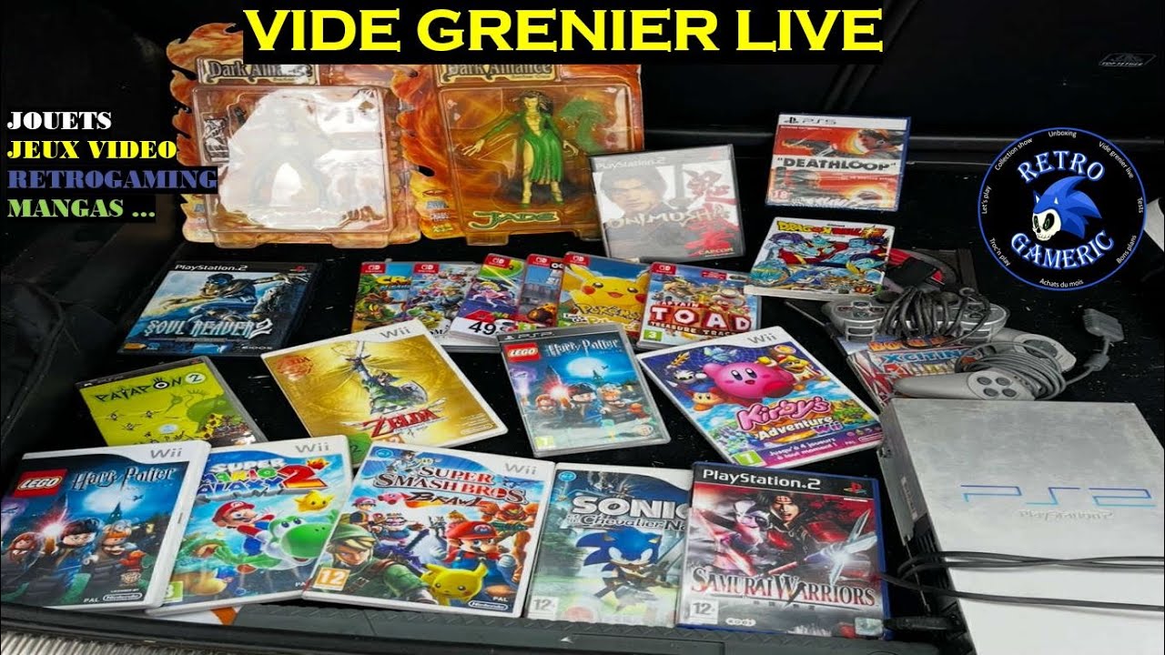 VIDE GRENIER LIVE : UN BEAU LOT DE JEUX ET UNE CONSOLE